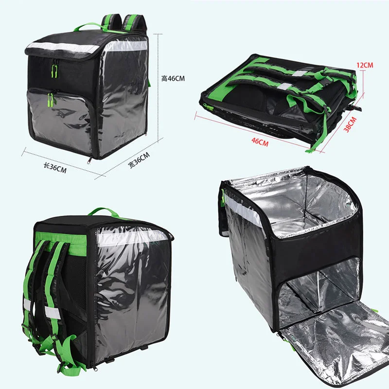 Guangzhou Fuliya Industry Co.,Ltd C-81361 Waterproof foldable double-shoulder thermal bag, keeps hot/cold 2-4 hrs, removable dividers, reflective strips, hot/cold zones – for delivery and picnics.