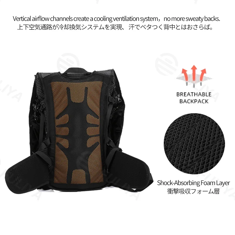 Guangzhou Fuliya Industry Co.,Ltd C-81356 Lightweight outdoor pack (approx. 920g), water-repellent, stain-resistant, rain cover, hydration port, roll-top main compartment, breathable back - ideal for hiking, trekking, cycling.