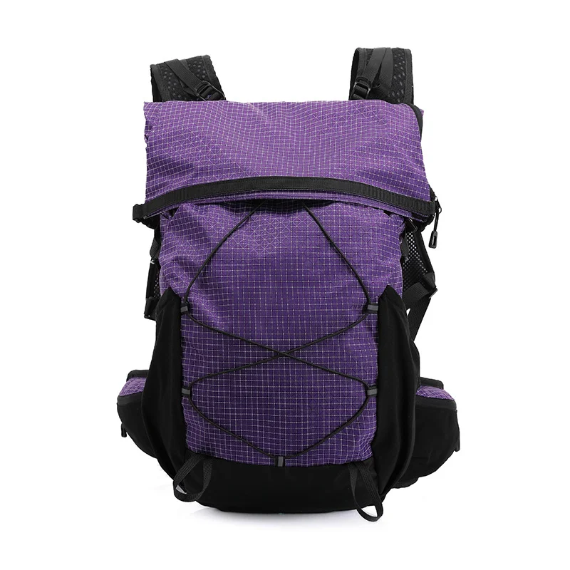 Guangzhou Fuliya Industry Co.,Ltd C-81356 Lightweight outdoor pack (approx. 920g), water-repellent, stain-resistant, rain cover, hydration port, roll-top main compartment, breathable back - ideal for hiking, trekking, cycling.