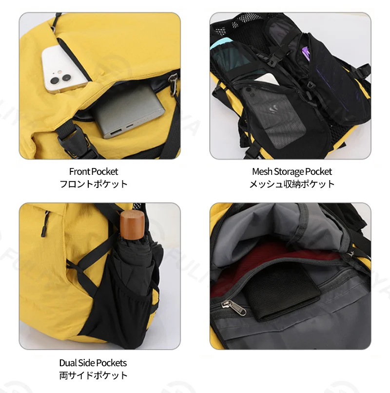 Guangzhou Fuliya Industry Co.,Ltd C-81357 Lightweight outdoor backpack, water-repellent and stain-resistant tech fabric, breathable back system, large capacity with organized multi-compartment storage - ideal for hiking, trekking, travel, and daily use.