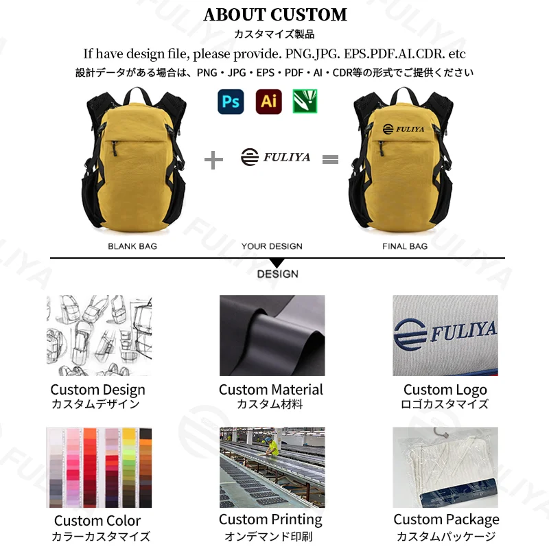 Guangzhou Fuliya Industry Co.,Ltd C-81357 Lightweight outdoor backpack, water-repellent and stain-resistant tech fabric, breathable back system, large capacity with organized multi-compartment storage - ideal for hiking, trekking, travel, and daily use.
