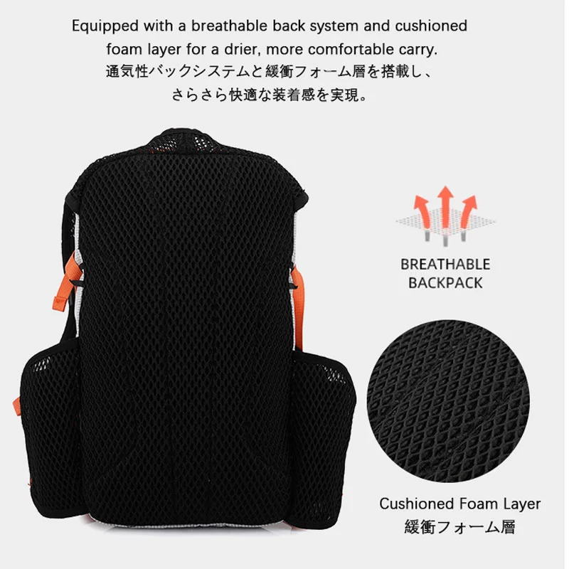 Guangzhou Fuliya Industry Co.,Ltd C-81358 Lightweight outdoor backpack breathable back system, built-in hydration compartment with outlet port, SOS whistle, water-resistant fabric, multi-pocket storage - ideal for hiking, trekking and travel.