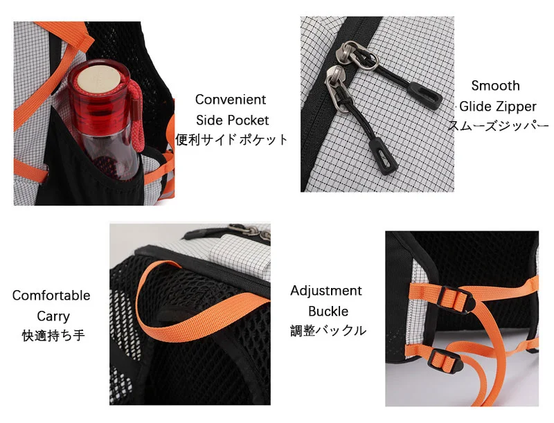 Guangzhou Fuliya Industry Co.,Ltd C-81358 Lightweight outdoor backpack breathable back system, built-in hydration compartment with outlet port, SOS whistle, water-resistant fabric, multi-pocket storage - ideal for hiking, trekking and travel.