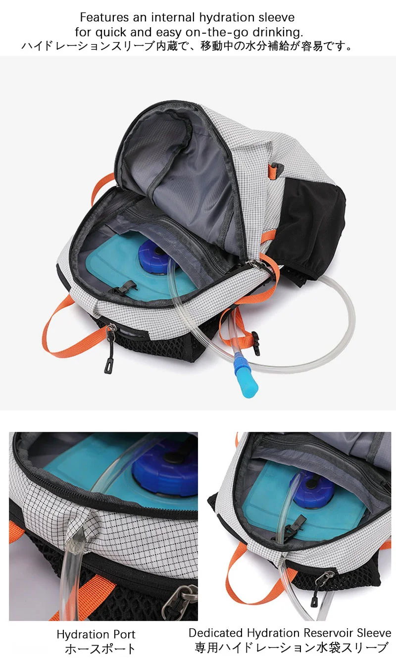 Guangzhou Fuliya Industry Co.,Ltd C-81358 Lightweight outdoor backpack breathable back system, built-in hydration compartment with outlet port, SOS whistle, water-resistant fabric, multi-pocket storage - ideal for hiking, trekking and travel.