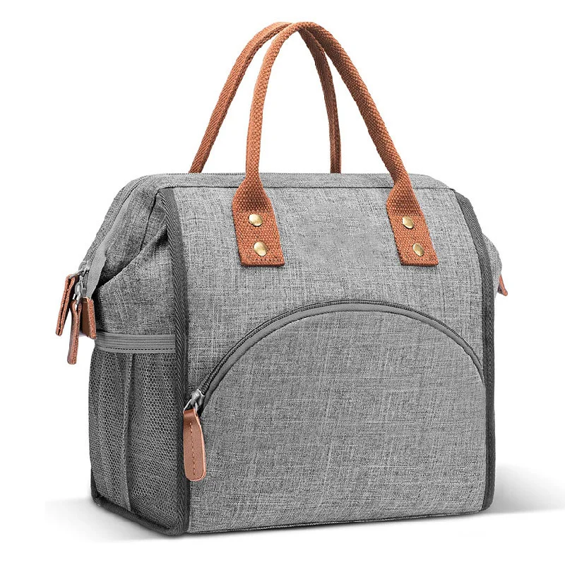 Guangzhou Fuliya Industry Co.,Ltd C-81359 Food-grade insulated lunch bag, keeps 6-12h hot/cold, leakproof and easy to clean, wide opening, side mesh pocket and multi-functional front pocket, compact - for office or outdoor.
