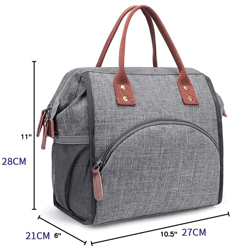 Guangzhou Fuliya Industry Co.,Ltd C-81359 Food-grade insulated lunch bag, keeps 6-12h hot/cold, leakproof and easy to clean, wide opening, side mesh pocket and multi-functional front pocket, compact - for office or outdoor.