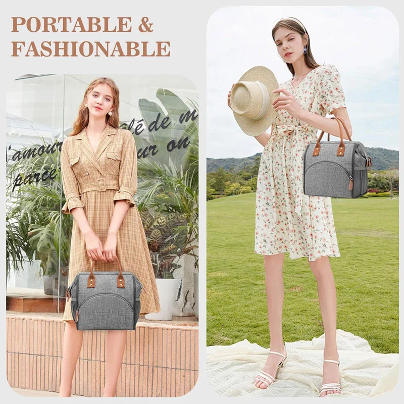Guangzhou Fuliya Industry Co.,Ltd C-81359 Food-grade insulated lunch bag, keeps 6-12h hot/cold, leakproof and easy to clean, wide opening, side mesh pocket and multi-functional front pocket, compact - for office or outdoor.