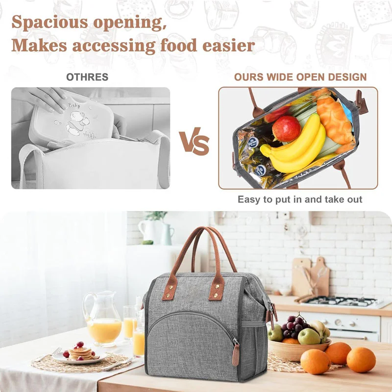 Guangzhou Fuliya Industry Co.,Ltd C-81359 Food-grade insulated lunch bag, keeps 6-12h hot/cold, leakproof and easy to clean, wide opening, side mesh pocket and multi-functional front pocket, compact - for office or outdoor.