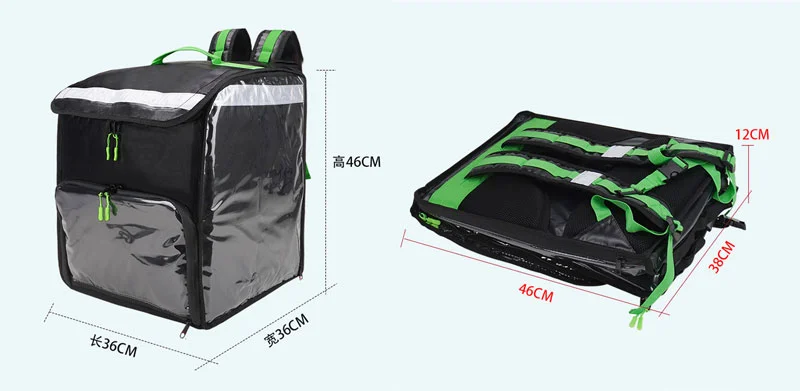Guangzhou Fuliya Industry Co.,Ltd C-81361 Waterproof foldable double-shoulder thermal bag, keeps hot/cold 2-4 hrs, removable dividers, reflective strips, hot/cold zones – for delivery and picnics.