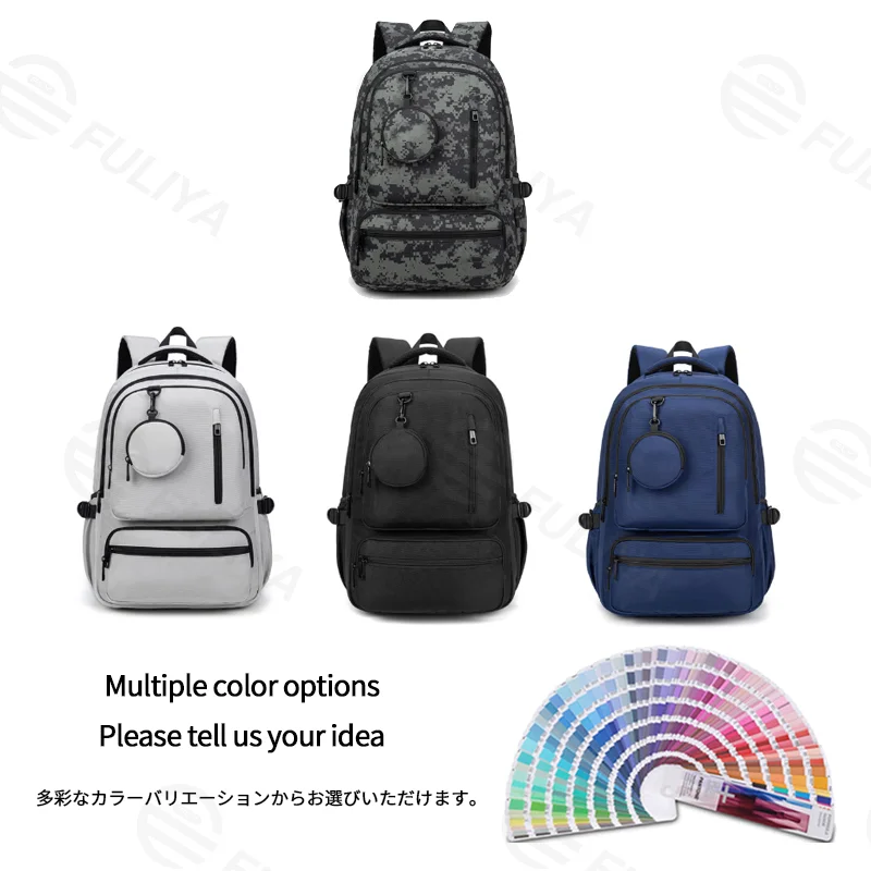広州富麗雅実業有限会社 C-81366 大容量リュック、7層ポケット整理、PCスリーブ、防犯バックポケット、サイド水筒ポケット、Sカーブ通気ストラップとチェストバックル、正味775g、通学・旅行に。