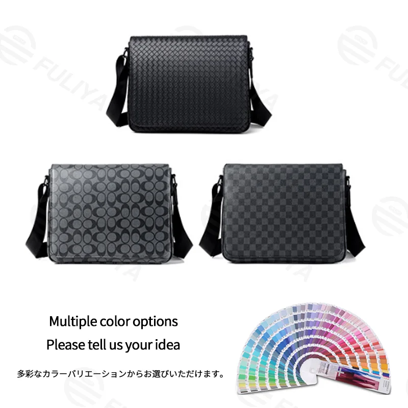 Guangzhou Fuliya Industry Co.,Ltd C-81367 Korean-style checkered crossbody bag, water-repellent, stain-resistant, multi-pockets, magnetic front pocket, adjustable strap, for business and casual.
