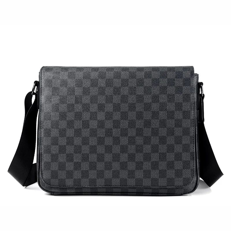 Guangzhou Fuliya Industry Co.,Ltd C-81367 Korean-style checkered crossbody bag, water-repellent, stain-resistant, multi-pockets, magnetic front pocket, adjustable strap, for business and casual.