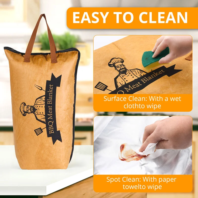 Guangzhou Fuliya Industry Co.,Ltd C-81369 Tyvek 5-layer insulated BBQ bag with leak-proof aluminum foil bottom, metal zipper, keeps food warm and juicy, easy to clean, reusable – perfect for grilling, picnics, and takeout.