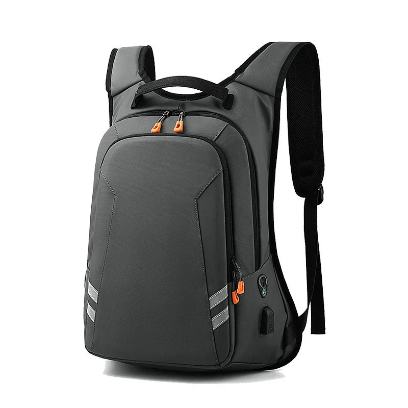 Guangzhou Fuliya Industry Co.,Ltd C-81370 Premium waterproof business backpack with padded laptop compartment, 360° reflective safety strips, external USB charging & headphone port, and 3D ventilated back cushion – ideal for commuting and campus life.