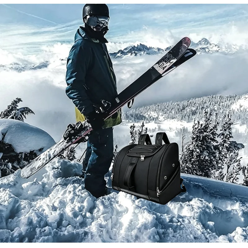Guangzhou Fuliya Industry Co.,Ltd C-81371 Multi-functional ski backpack, waterproof boot compartments, spacious for helmet and gear, water-resistant and durable – for day trips or weekends.