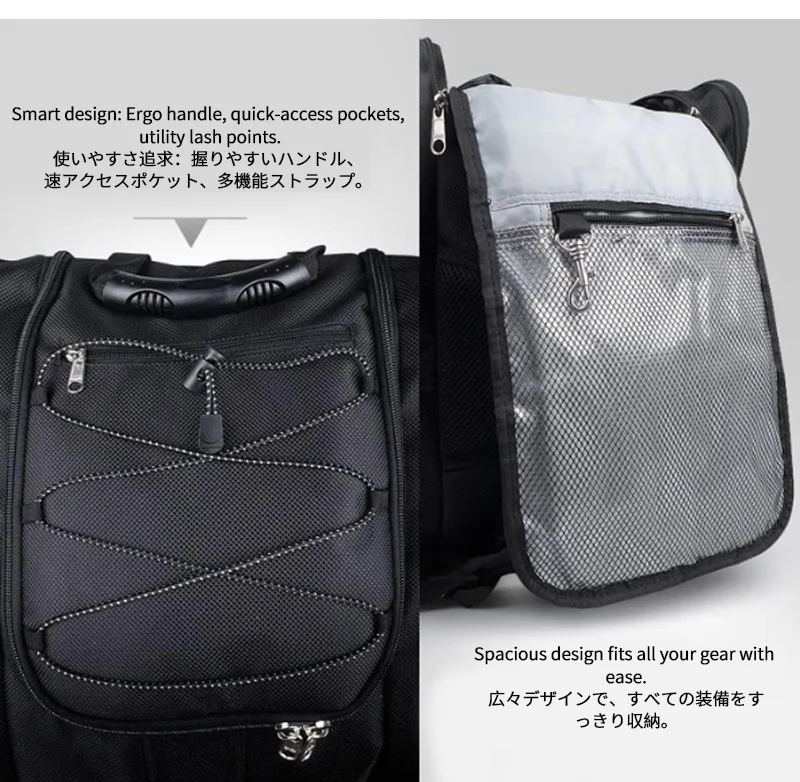 Guangzhou Fuliya Industry Co.,Ltd C-81371 Multi-functional ski backpack, waterproof boot compartments, spacious for helmet and gear, water-resistant and durable – for day trips or weekends.