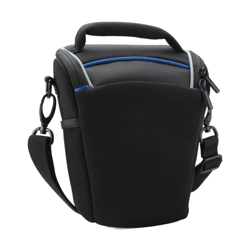 Guangzhou Fuliya Industry Co.,Ltd C-81372 Shockproof waterproof neoprene shoulder camera bag with anti-theft zipper, wear-resistant base, 3-way carry, and adjustable dividers, perfect for photography and travel.