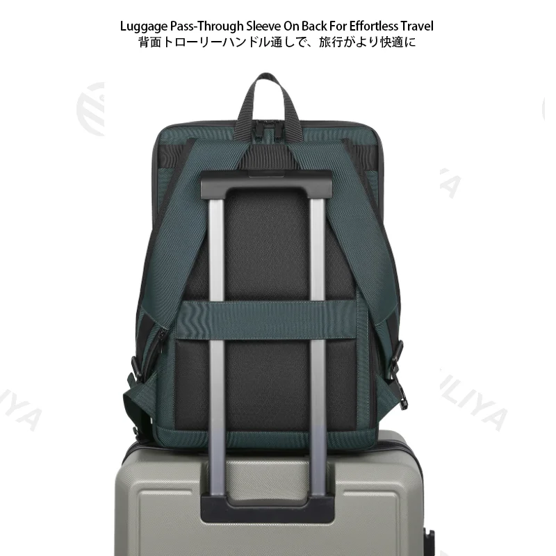 Guangzhou Fuliya Industry Co.,Ltd C-81460 This casual backpack has water-repellent fabric, a laptop compartment, multi-pockets, side pockets, a breathable back, and a trolley sleeve - ideal for commuting and travel.
