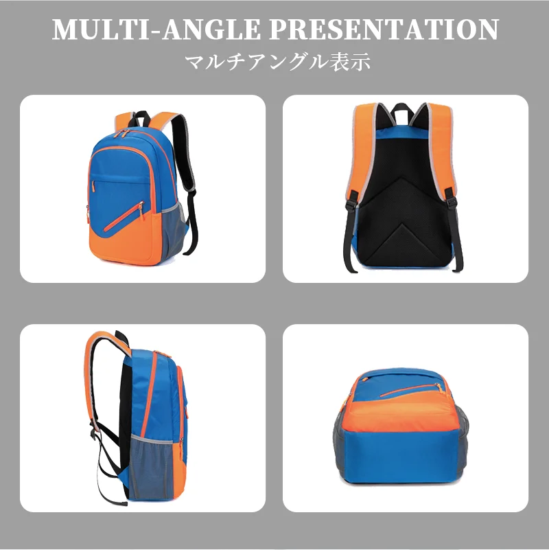Guangzhou Fuliya Industry Co.,Ltd C-81461 This lightweight color-block backpack is water-repellent, fits a 15-inch laptop, has multiple pockets, and is great for outdoor, travel, and commuting.
