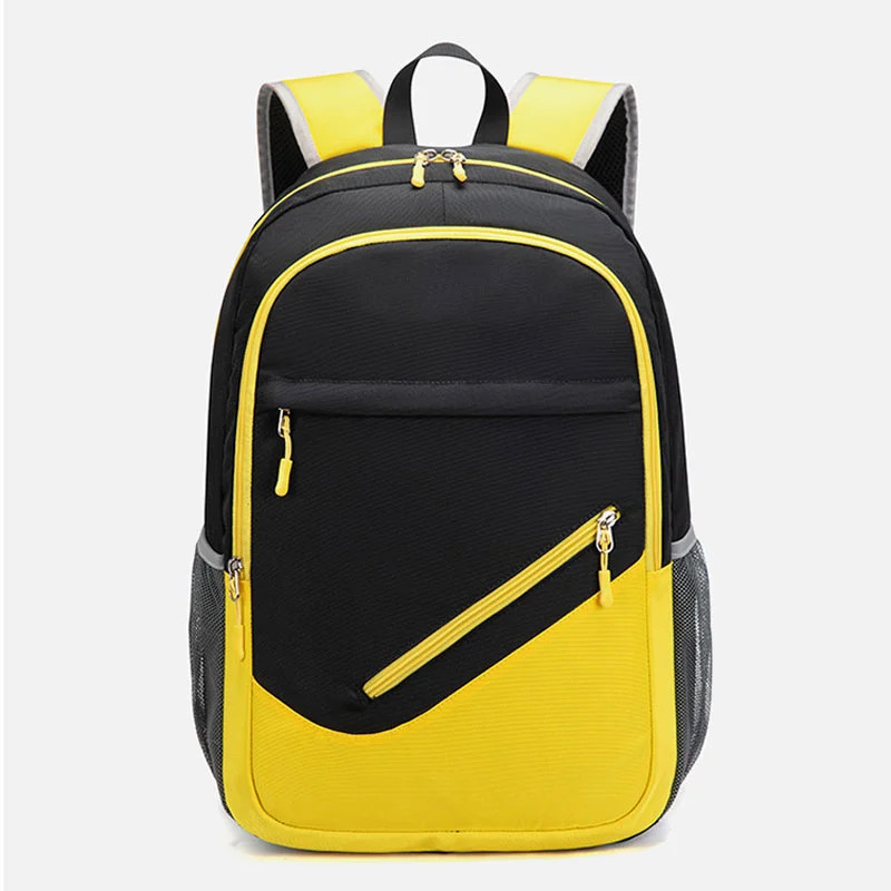 Guangzhou Fuliya Industry Co.,Ltd C-81461 This lightweight color-block backpack is water-repellent, fits a 15-inch laptop, has multiple pockets, and is great for outdoor, travel, and commuting.