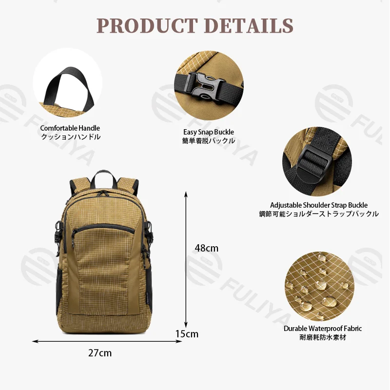 Guangzhou Fuliya Industry Co.,Ltd C-81463 Water-repellent, durable backpack with external attachments, large capacity, trolley sleeve, breathable back - for commuting, travel, and outdoor.