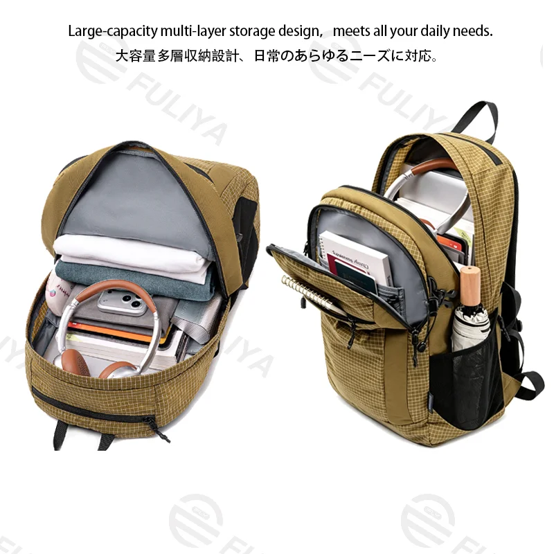 Guangzhou Fuliya Industry Co.,Ltd C-81463 Water-repellent, durable backpack with external attachments, large capacity, trolley sleeve, breathable back - for commuting, travel, and outdoor.