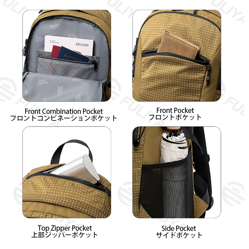 Guangzhou Fuliya Industry Co.,Ltd C-81463 Water-repellent, durable backpack with external attachments, large capacity, trolley sleeve, breathable back - for commuting, travel, and outdoor.