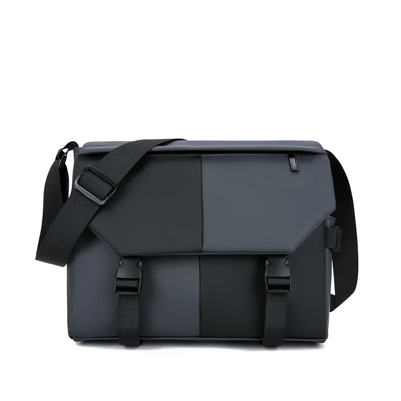 Guangzhou Fuliya Industry Co.,Ltd C-81471 PU color-block men's crossbody bag, large capacity, water-repellent, wear-resistant, with thickened cushioned adjustable strap - ideal for commuting and casual.
