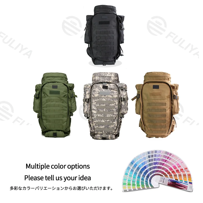 Guangzhou Fuliya Industry Co.,Ltd C-81472 This tactical pack features 600D wear-resistant waterproof fabric, a 5-point harness, large capacity, and a breathable back, suitable for tactical, hunting, and climbing.