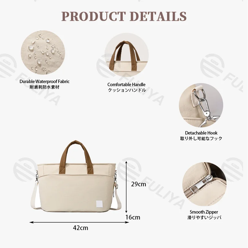 Guangzhou Fuliya Industry Co.,Ltd C-81474 Water-repellent mommy bag with insulated bottle pocket, large capacity, trolley strap, shoulder/crossbody - easy for baby outings.