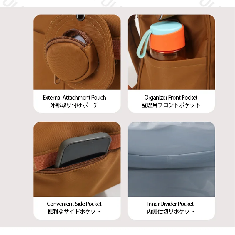 Guangzhou Fuliya Industry Co.,Ltd C-81475 Simple mommy backpack, water-repellent and breathable fabric, hidden rear pocket for valuables, built-in foil insulated pouch, large capacity with multiple compartments - easy for outings.