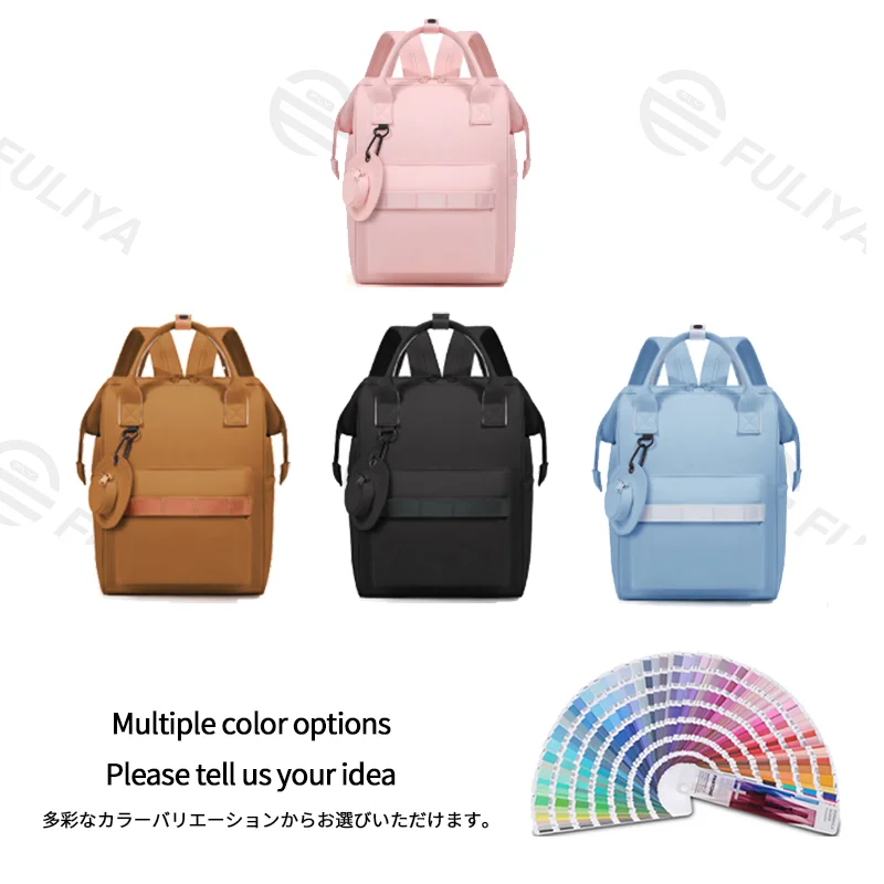 Guangzhou Fuliya Industry Co.,Ltd C-81475 Simple mommy backpack, water-repellent and breathable fabric, hidden rear pocket for valuables, built-in foil insulated pouch, large capacity with multiple compartments - easy for outings.