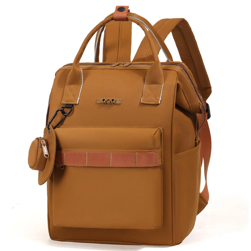 Guangzhou Fuliya Industry Co.,Ltd C-81475 Simple mommy backpack, water-repellent and breathable fabric, hidden rear pocket for valuables, built-in foil insulated pouch, large capacity with multiple compartments - easy for outings.