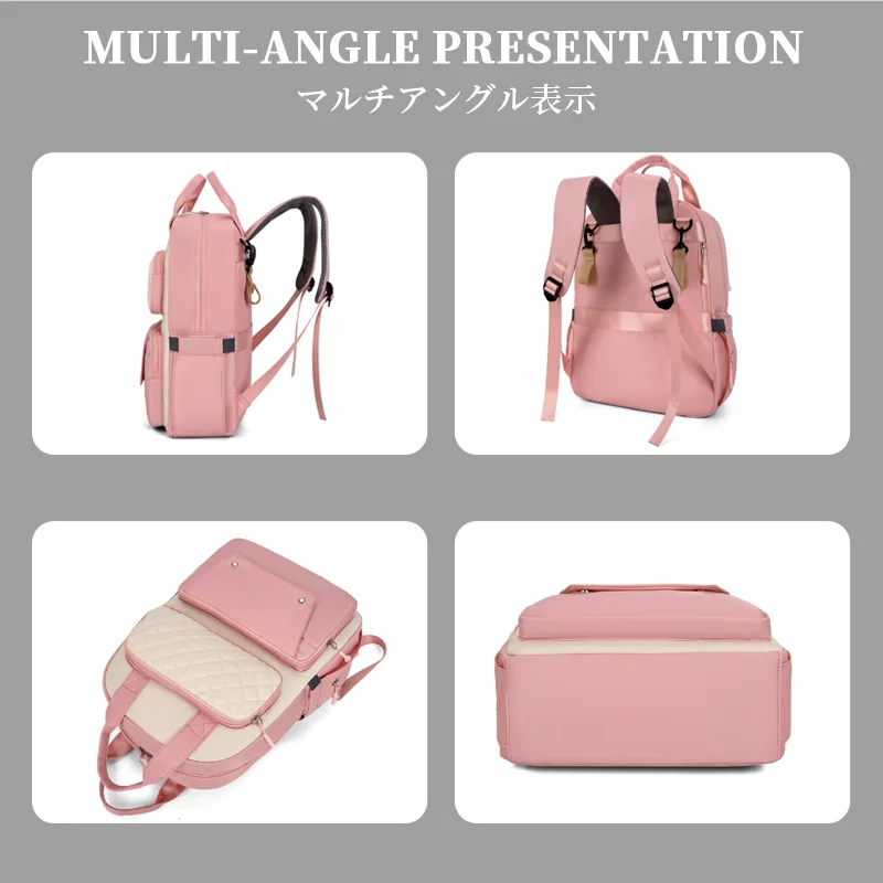 Guangzhou Fuliya Industry Co.,Ltd C-81476 This mommy bag has wet/dry pocket, insulated bottle compartment, trolley strap, comfy straps, and large capacity - great for outings.