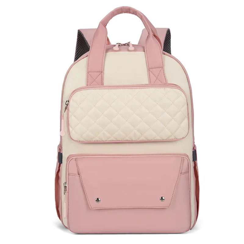 Guangzhou Fuliya Industry Co.,Ltd C-81476 This mommy bag has wet/dry pocket, insulated bottle compartment, trolley strap, comfy straps, and large capacity - great for outings.
