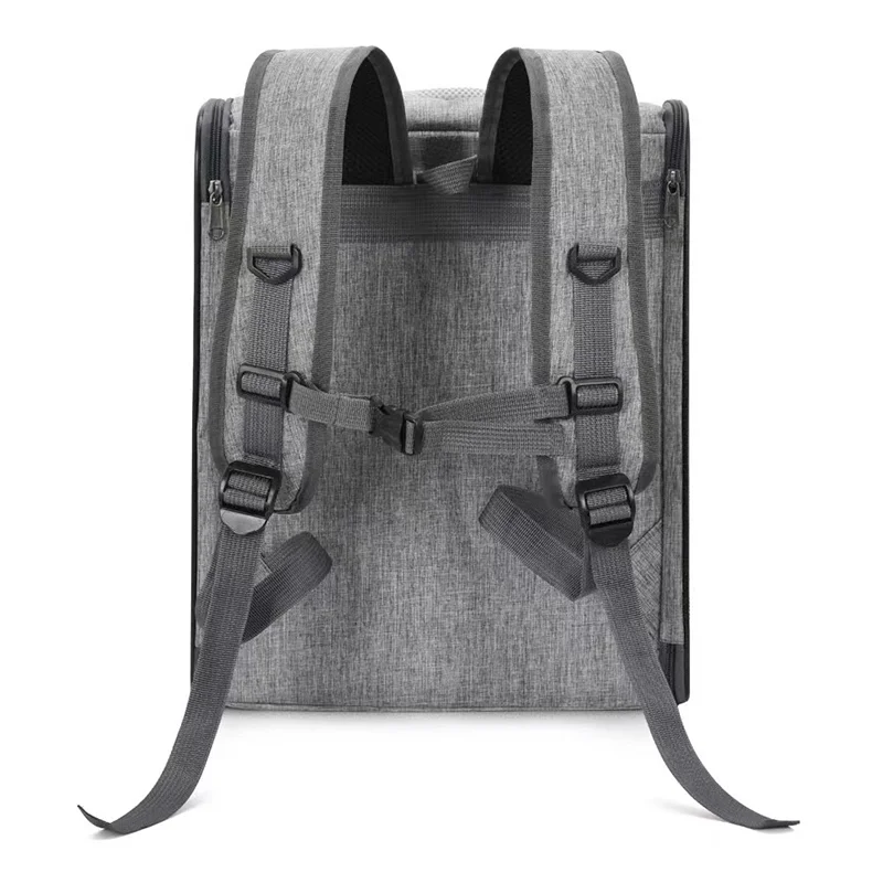 Guangzhou Fuliya Industry Co.,Ltd C-81005 Pet travel backpack, breathable, large capacity and foldable, multi-side mesh, multi-opening zippers, washable fleece pad, escape-proof leash, and reflective strips - for cats, dogs, and travel.