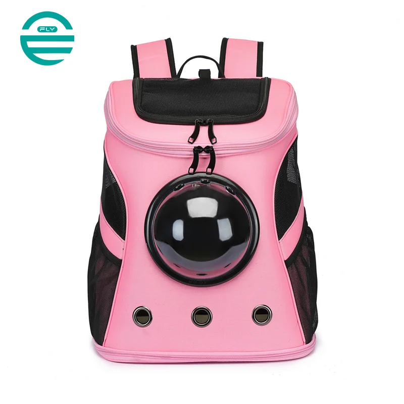 Guangzhou Fuliya Industry Co.,Ltd C-81006 Pet travel backpack, spacious and breathable, transparent window, honeycomb mesh, multi-opening zippers, washable plush pad, spine-protection straps, and foldable design - for cats, dogs, and travel.