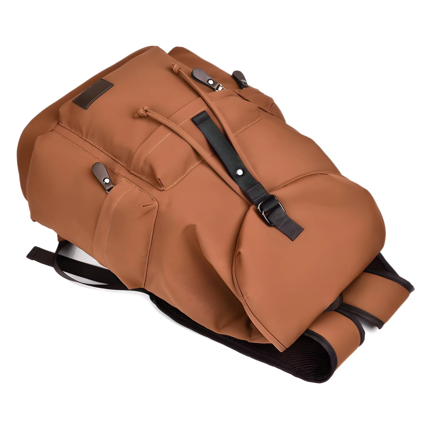 Guangzhou Fuliya Industry Co.,Ltd C-81106 Canvas backpack, waterproof fabric, large capacity with compartments, drawstring closure, magnetic buckle, front/back/side pockets, and comfortable handle - luggage strap for commuting, business, and school.