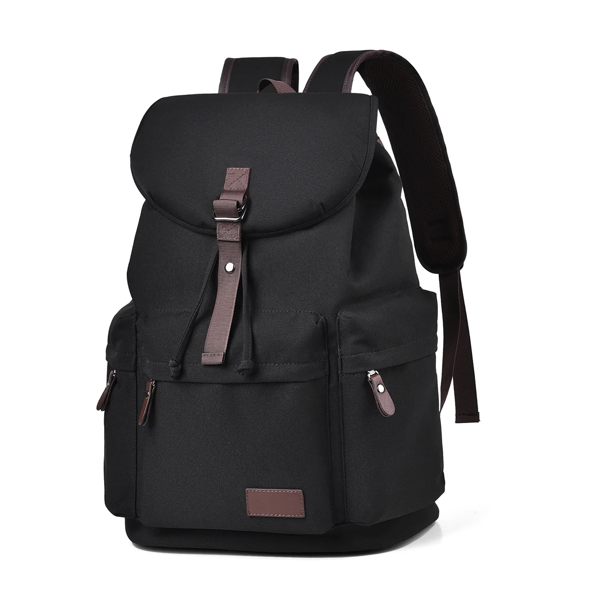 Guangzhou Fuliya Industry Co.,Ltd C-81106 Canvas backpack, waterproof fabric, large capacity with compartments, drawstring closure, magnetic buckle, front/back/side pockets, and comfortable handle - luggage strap for commuting, business, and school.