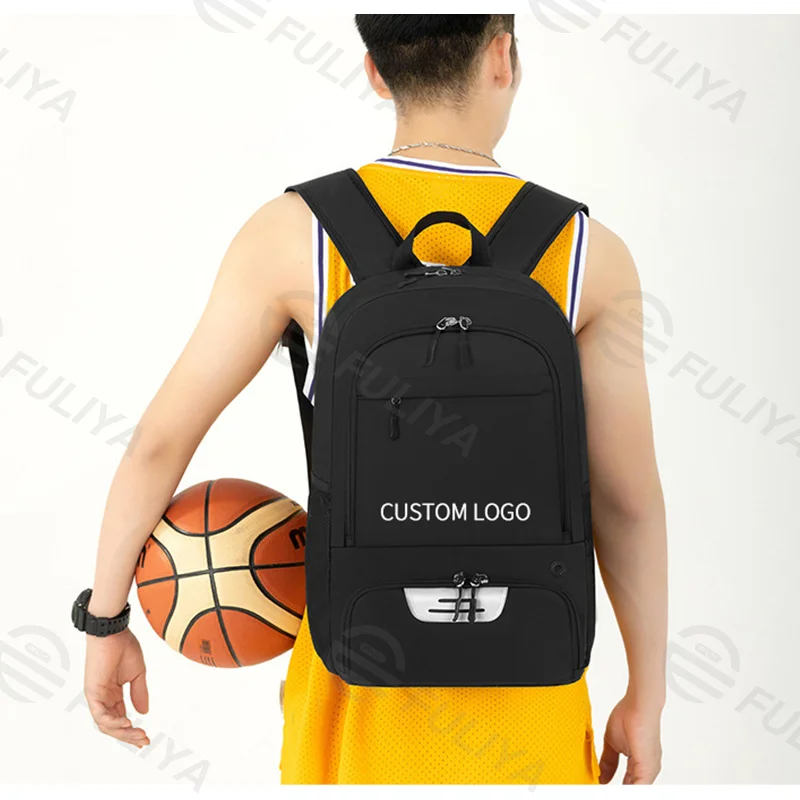 Guangzhou Fuliya Industry Co.,Ltd C-81110 Sports basketball backpack, waterproof fabric, large capacity, separate shoe and ball compartments, laptop compartment, and adjustable strap, customizable logo - for training, travel, and school.