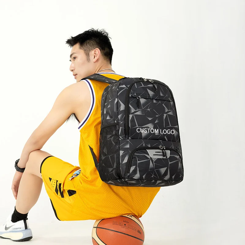 Guangzhou Fuliya Industry Co.,Ltd C-81110 Sports basketball backpack, waterproof fabric, large capacity, separate shoe and ball compartments, laptop compartment, and adjustable strap, customizable logo - for training, travel, and school.