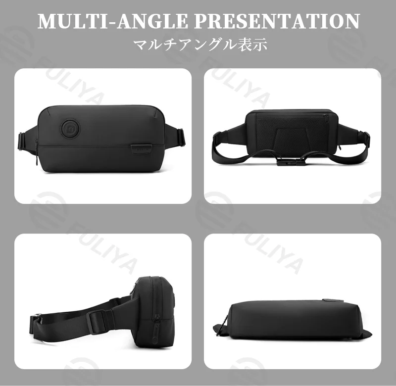 Guangzhou Fuliya Industry Co.,Ltd C-81116 Multi-functional crossbody waist bag, water-resistant, large capacity, quick-release buckle, and wide strap - chest, crossbody, or waist carry for travel, sports, and daily use.