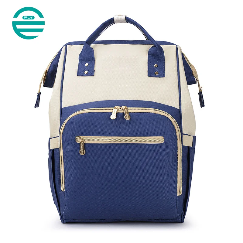 Guangzhou Fuliya Industry Co.,Ltd C-81126 Multi-functional mommy backpack, water-resistant, large capacity, wet/dry separation, foil-insulated bottle pocket, USB port, side tissue pocket, and adjustable straps - for baby outings and travel.