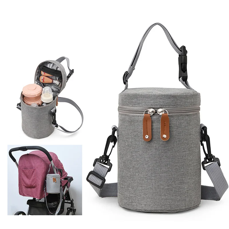 Guangzhou Fuliya Industry Co.,Ltd C-81131 Portable mommy insulated bag, water-resistant, large capacity, foil insulation, inner zipper pocket, detachable hook, and adjustable strap - hand, crossbody, or stroller carry for baby outings and pumping.
