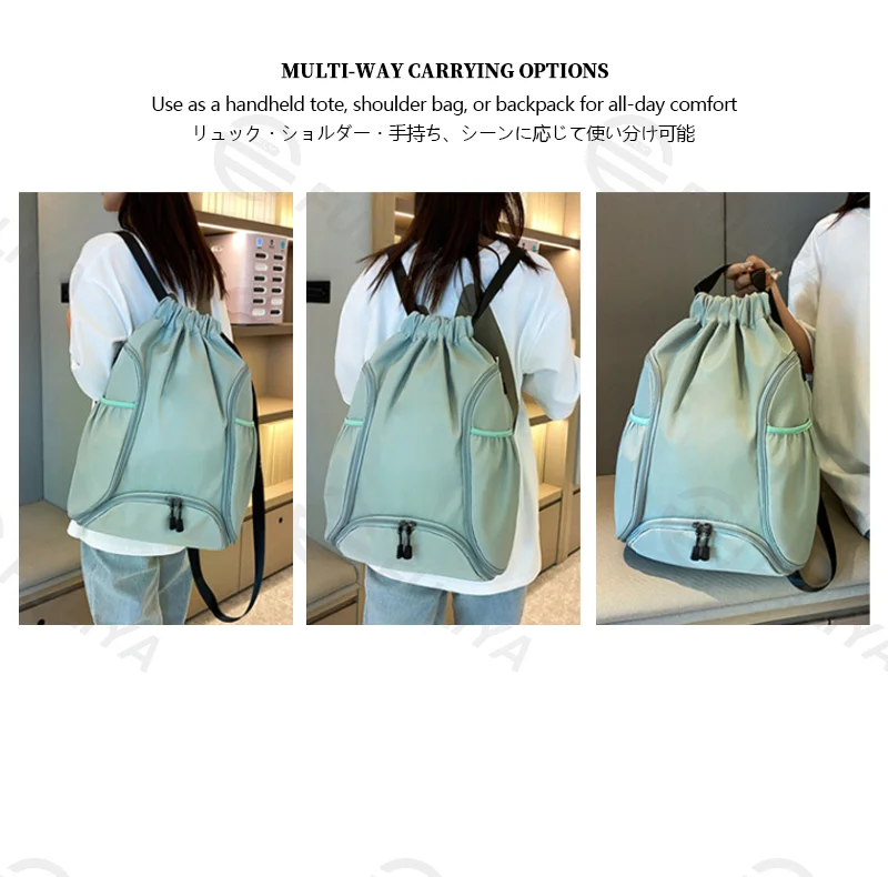 Guangzhou Fuliya Industry Co.,Ltd C-81135 Sports drawstring backpack, water-resistant, large capacity, shoe compartment, ball compartment, side pocket, and adjustable buckle - hand, shoulder, or backpack carry for basketball, soccer, fitness, and travel.