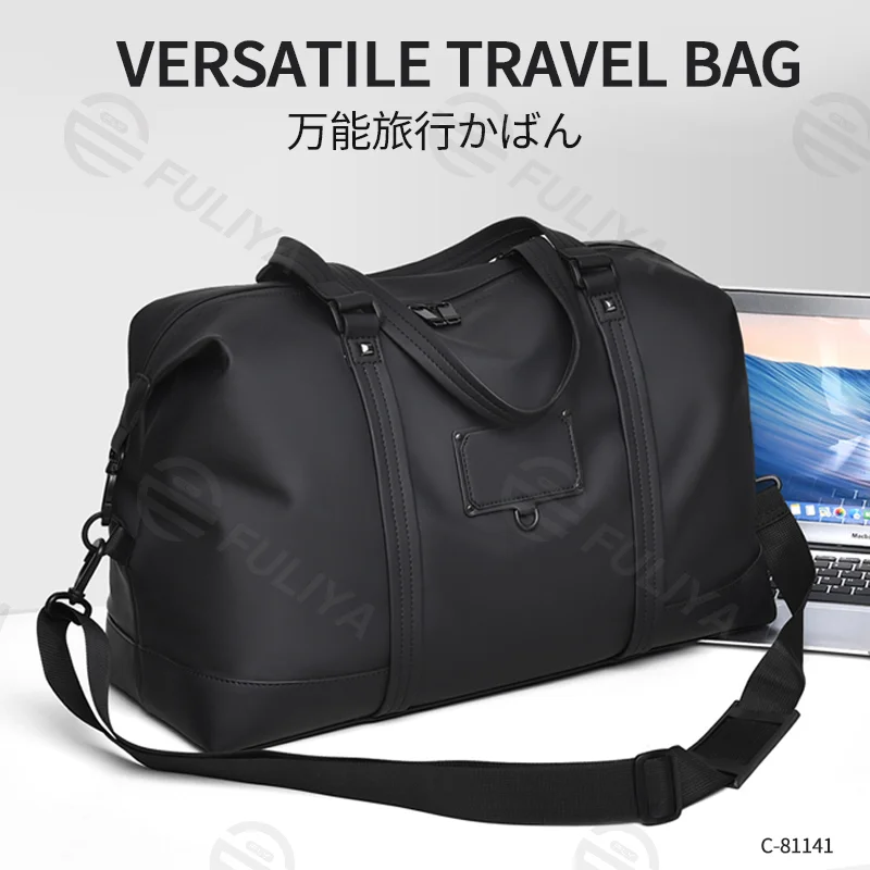 Guangzhou Fuliya Industry Co.,Ltd C-81141 Large-capacity travel gym bag, water-resistant, multi-layer storage, wet/dry pocket, adjustable strap, detachable hook, and luggage sleeve - for travel, fitness, and business trips.