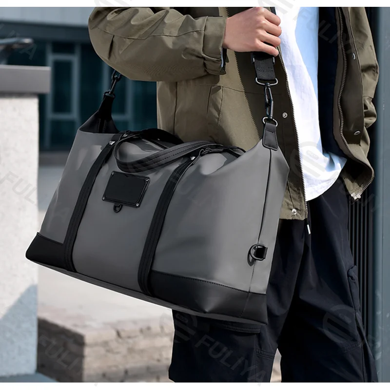 Guangzhou Fuliya Industry Co.,Ltd C-81141 Large-capacity travel gym bag, water-resistant, multi-layer storage, wet/dry pocket, adjustable strap, detachable hook, and luggage sleeve - for travel, fitness, and business trips.
