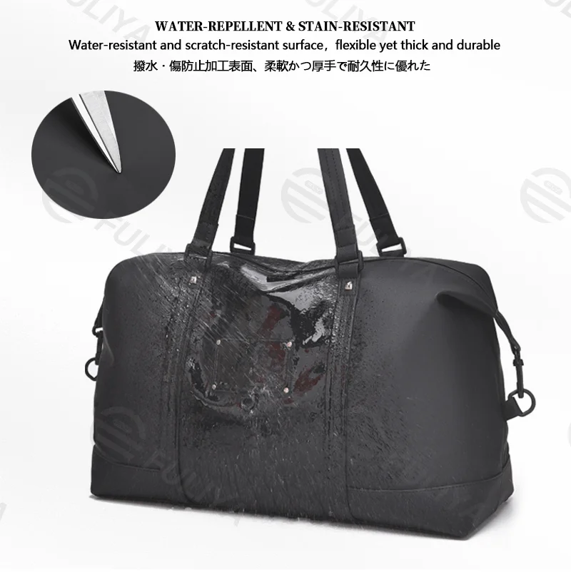Guangzhou Fuliya Industry Co.,Ltd C-81141 Large-capacity travel gym bag, water-resistant, multi-layer storage, wet/dry pocket, adjustable strap, detachable hook, and luggage sleeve - for travel, fitness, and business trips.