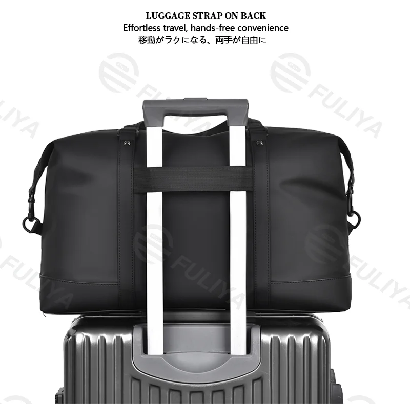 Guangzhou Fuliya Industry Co.,Ltd C-81141 Large-capacity travel gym bag, water-resistant, multi-layer storage, wet/dry pocket, adjustable strap, detachable hook, and luggage sleeve - for travel, fitness, and business trips.