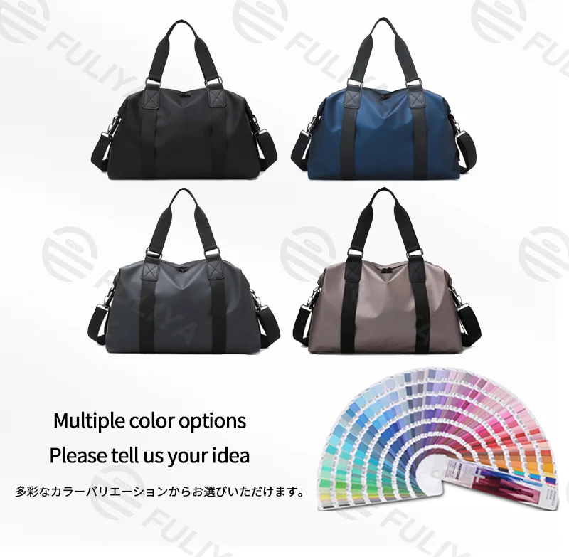 Guangzhou Fuliya Industry Co.,Ltd C-81143 Hand-carry travel gym bag, large capacity, comfortable handle, detachable hook, and adjustable strap - hand, shoulder, or crossbody carry for short trips, fitness, and business travel.